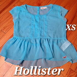 Hollister, turquoise blue sheer top.